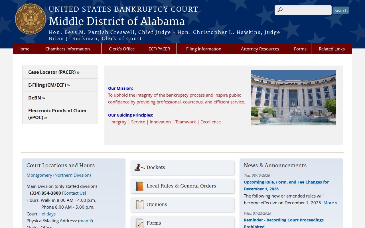 Cusseta federal bankruptcy court records in the Middle District of Alabama