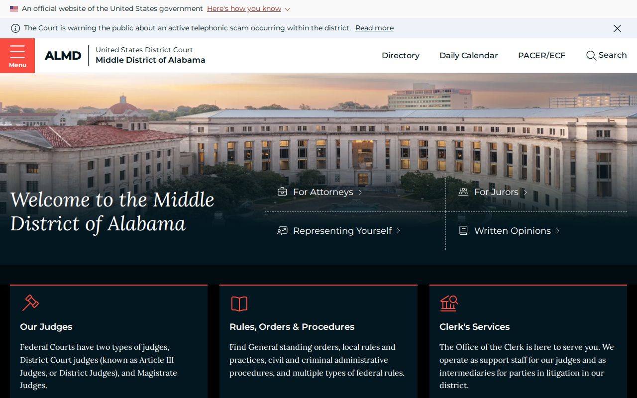 Waverly federal court records at the Middle District of Alabama